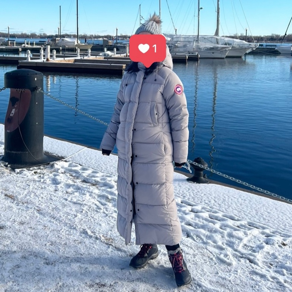 Brand: Canada goose Alliston parka. Size: medium. Color: light gray - Picture 4 of 9